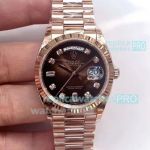 Swiss Movement Rolex Day-Date Replica Watch Rose Gold Brown Dial EWF
